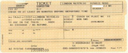 Eurostar Ticket