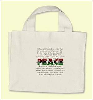 Peace in many African languages tote bag